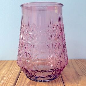 Elegant Pink Textured Glass Vase Perfect For Home Decor Fresh Dry Flowers 9" !